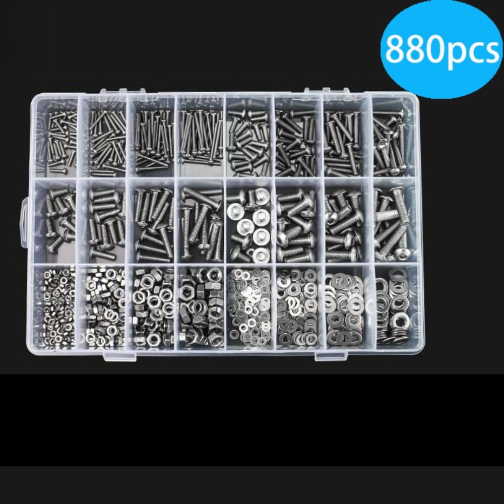 880Pcs Stainless Steel Round H - Nuts Mix ulasan dan harga